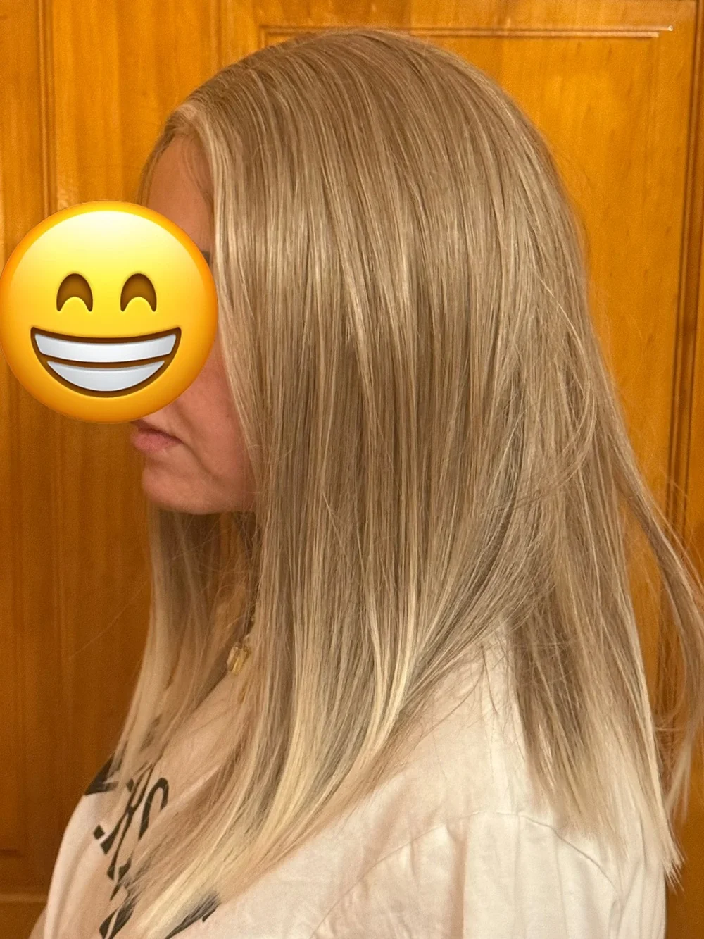 Lace Front Layered Blond/Ash Blond Synthetic Straight Wig Middle Part One Size